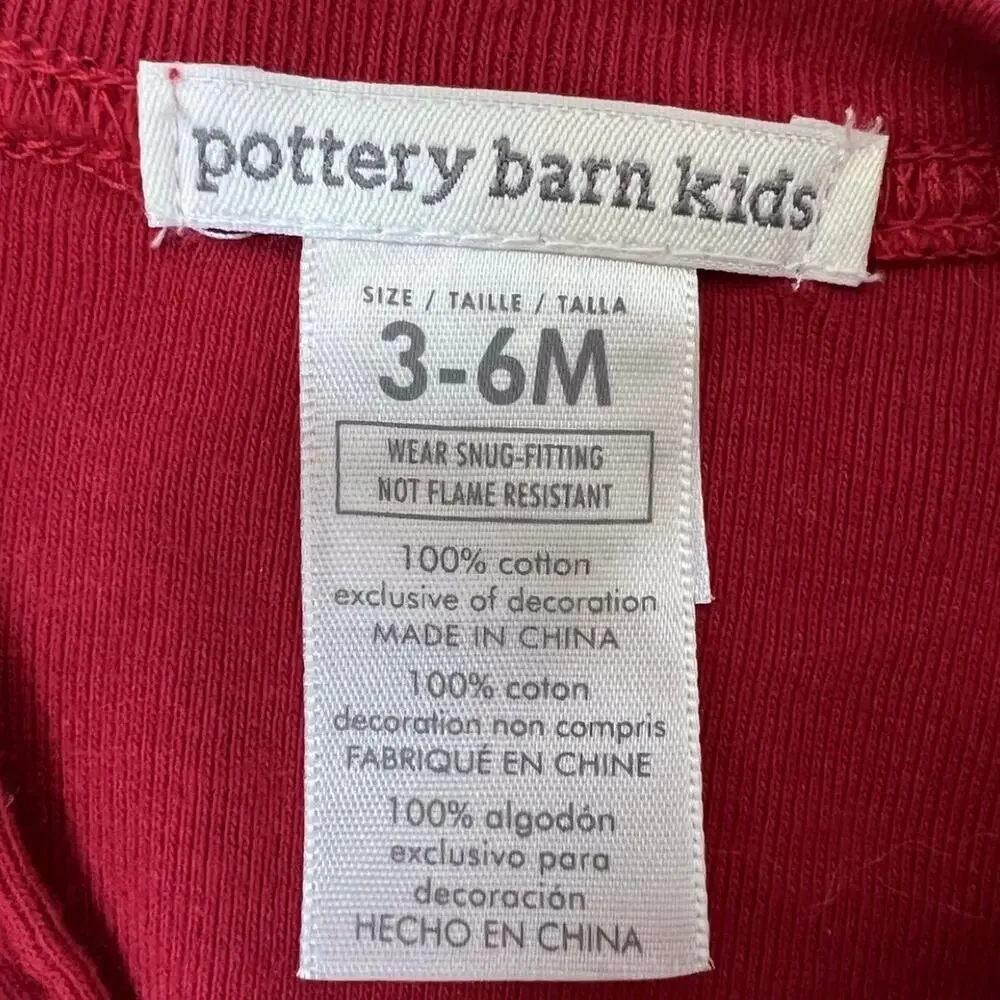 Pottery Barn Sleeper 3-6M Red My First Christmas One Piece Footed Holiday